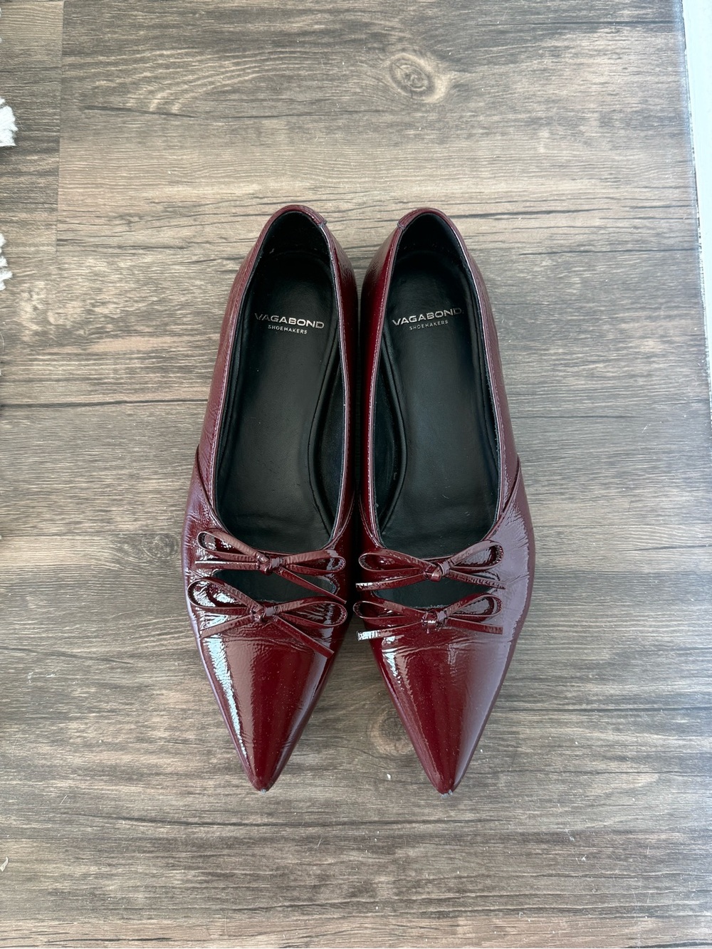 Vagabond Patent Pointed Ballet Flats in Deep Wine